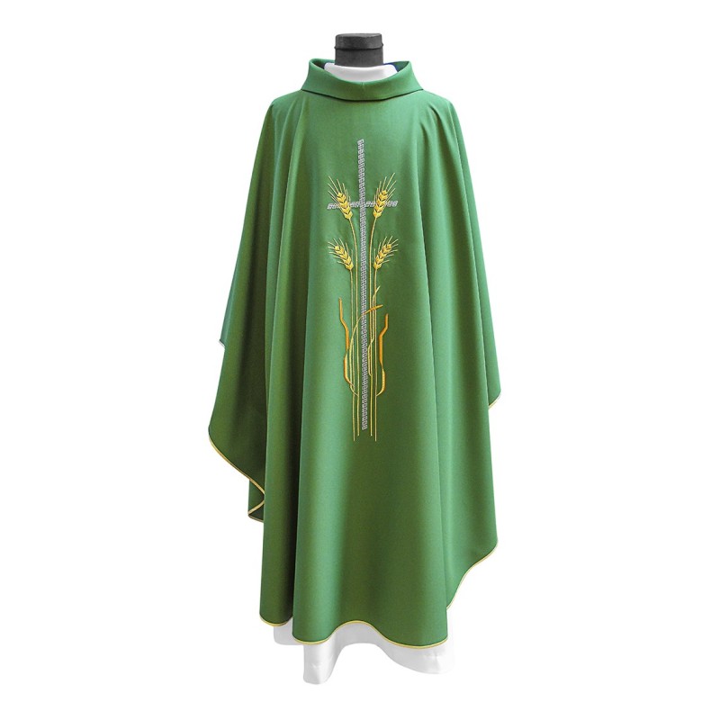 Chasuble verte brodée